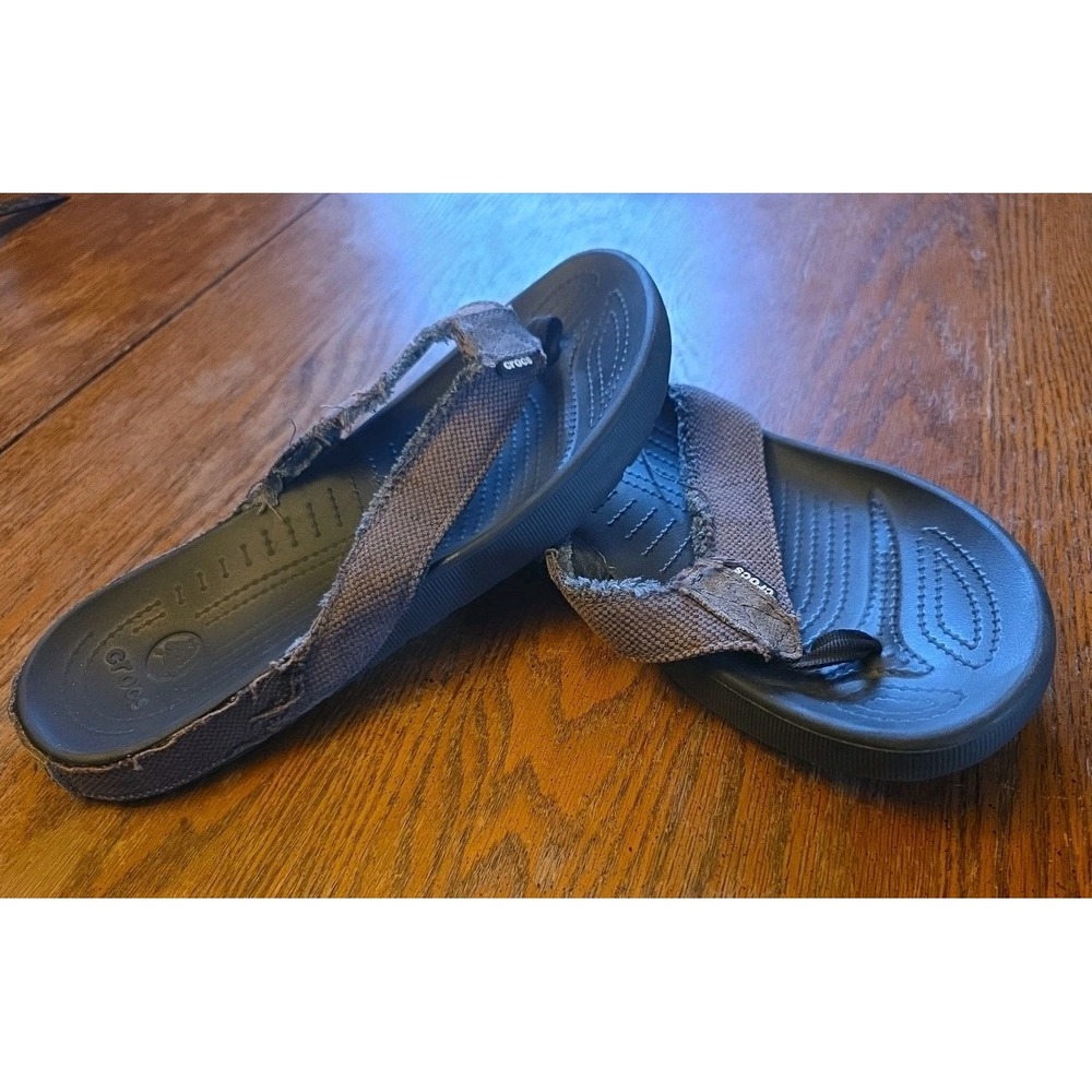 Crocs Sandals Santa Cruz Canvas Flip‎ Flops  Brown Mens Size 9 Womens 11